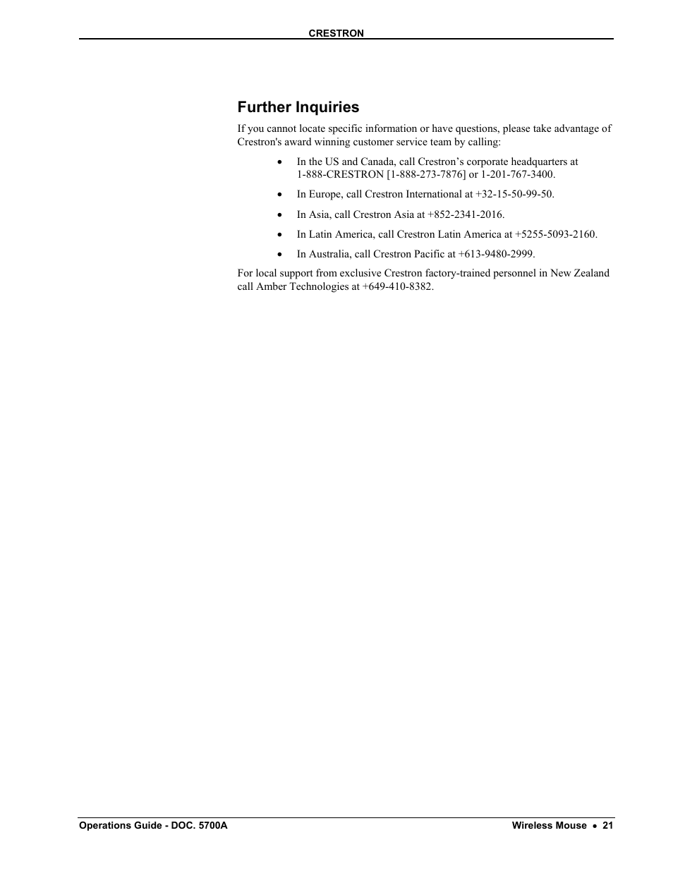 Further inquiries | Crestron electronic CNWM User Manual | Page 25 / 32