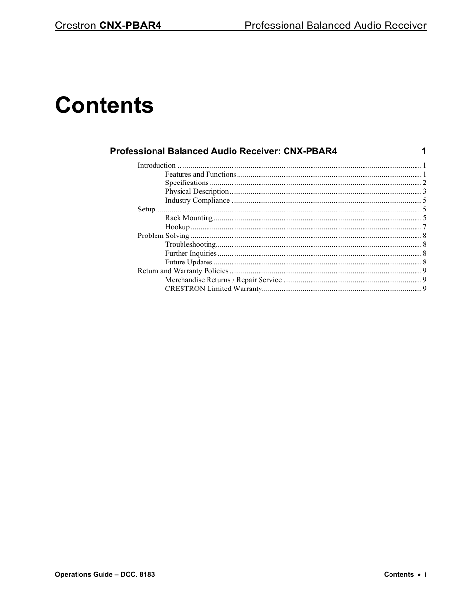 Crestron electronic CNX-PBAR4 User Manual | Page 3 / 16