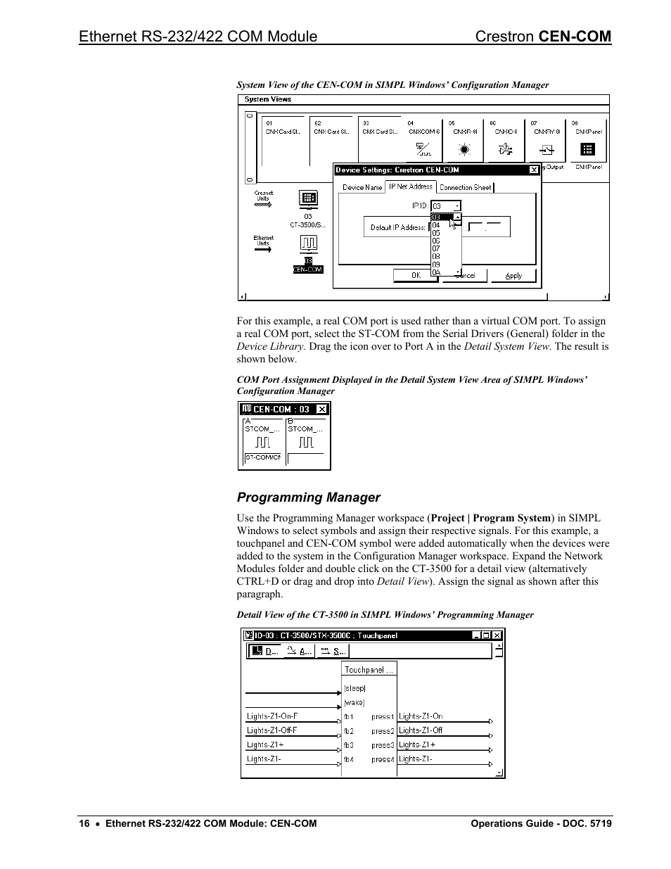 Programming manager | Crestron electronic RS-232/42 User Manual | Page 20 / 28