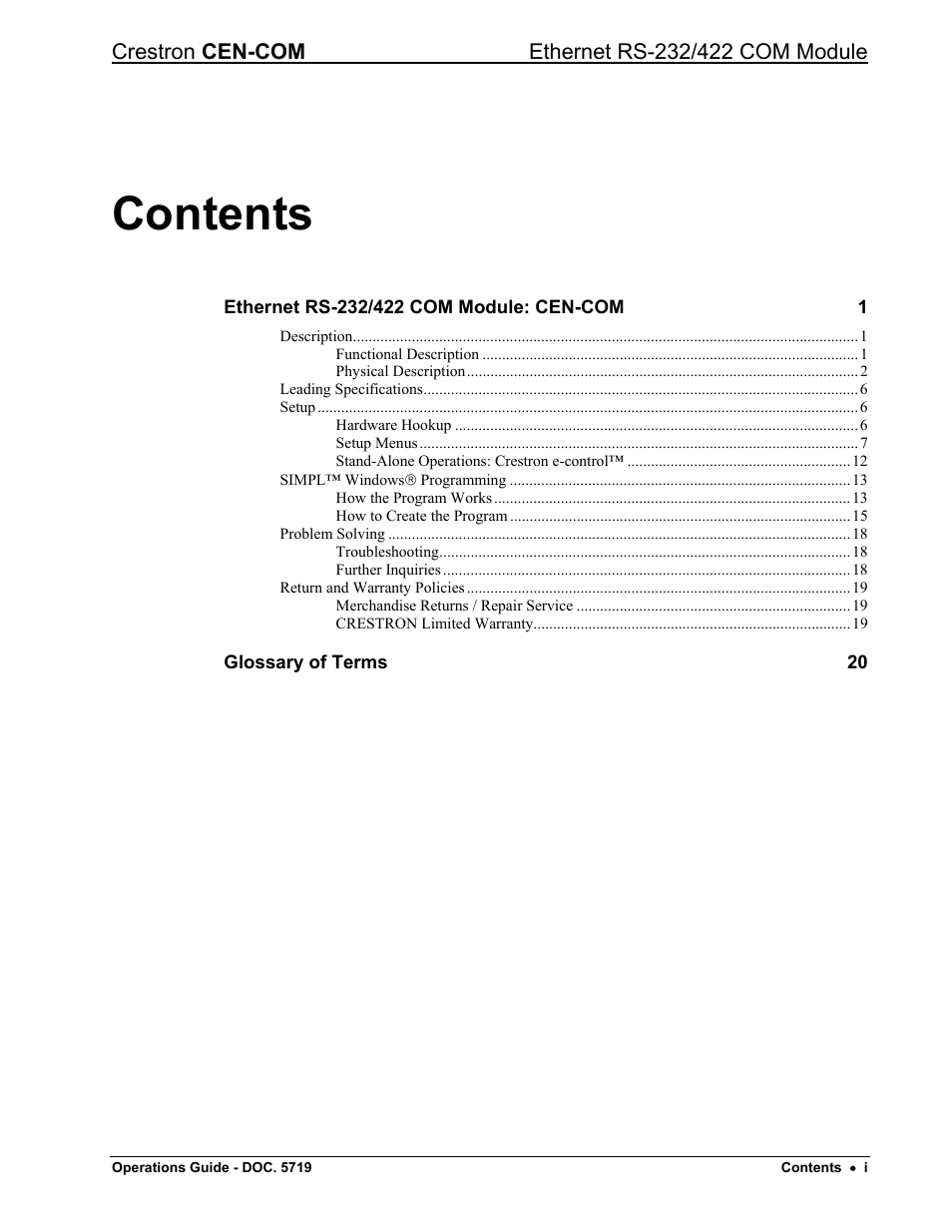 Crestron electronic RS-232/42 User Manual | Page 3 / 28