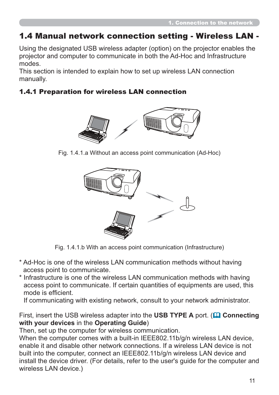 4 manual network connection setting - wireless lan | Crestron electronic ROOMVIEW CP-X4014WN User Manual | Page 11 / 70