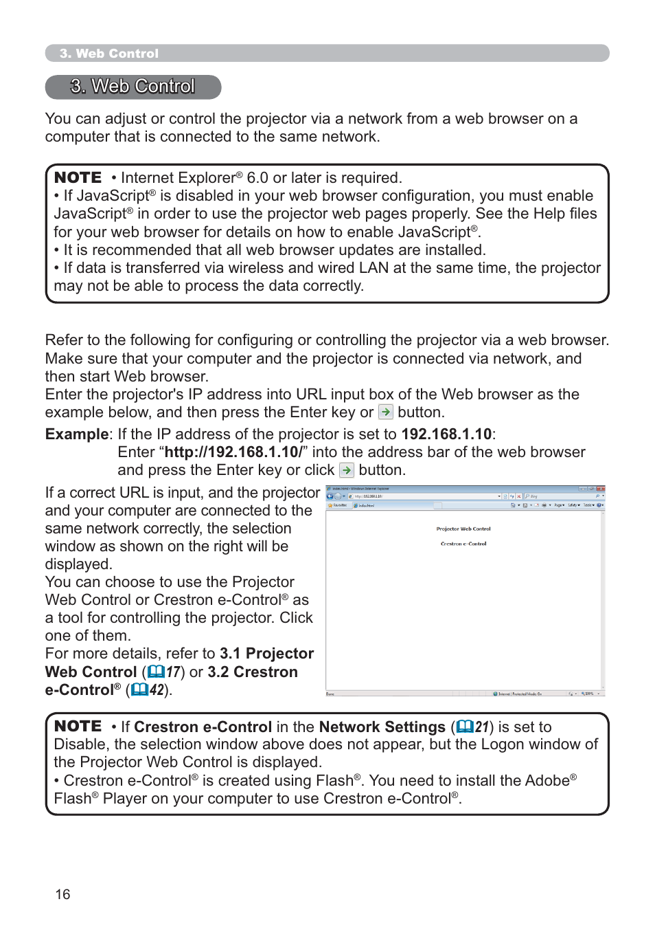 Web control | Crestron electronic ROOMVIEW CP-X4014WN User Manual | Page 16 / 70