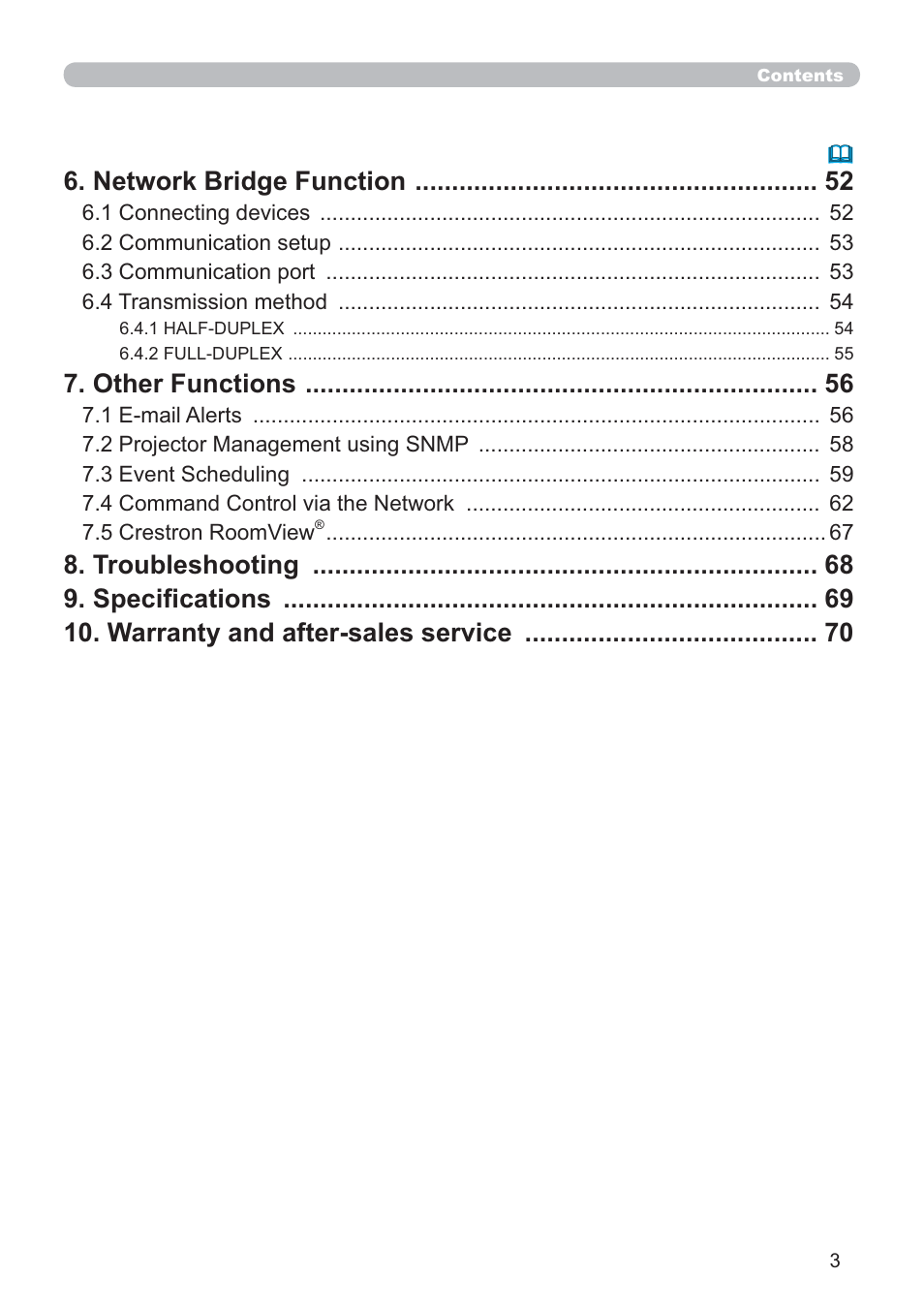 Network bridge function, Other functions | Crestron electronic ROOMVIEW CP-X4014WN User Manual | Page 3 / 70