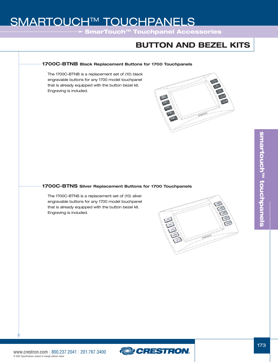 48399_173.pdf, Smartouch, Touchpanels | Button and bezel kits, Smar touch | Crestron electronic STX-1700CW User Manual | Page 21 / 36