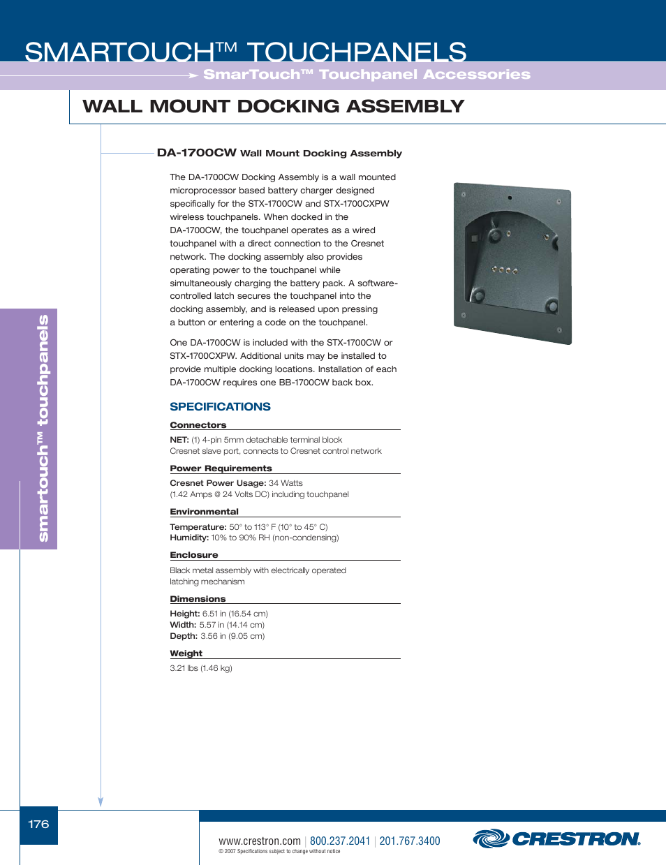 48399_176.pdf, Smartouch, Touchpanels | Wall mount docking assembly, Smar touch, Touchpanel accessories | Crestron electronic STX-1700CW User Manual | Page 24 / 36