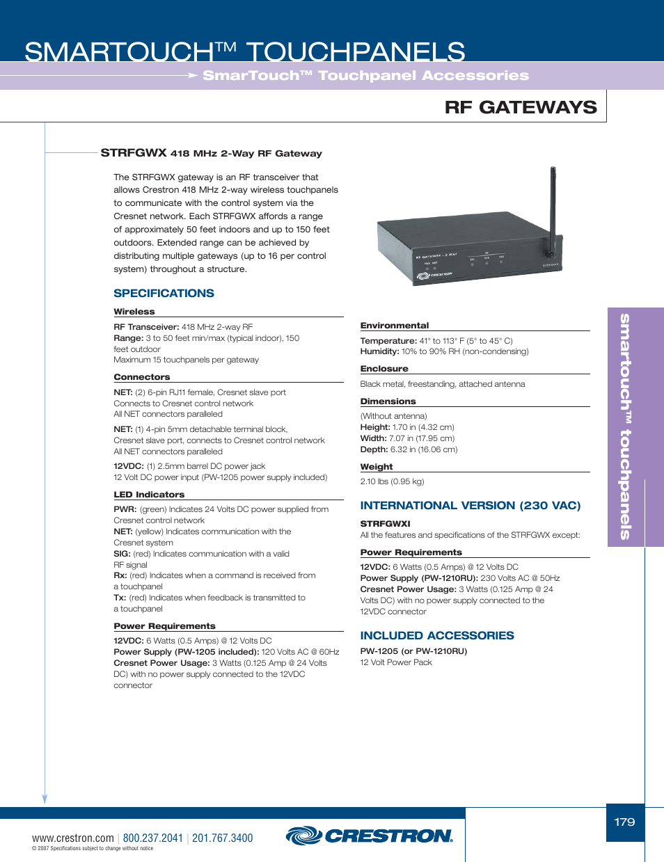 48399_179.pdf, Smartouch, Touchpanels | Rf gateways, Smar touch, Touchpanel accessories | Crestron electronic STX-1700CW User Manual | Page 27 / 36