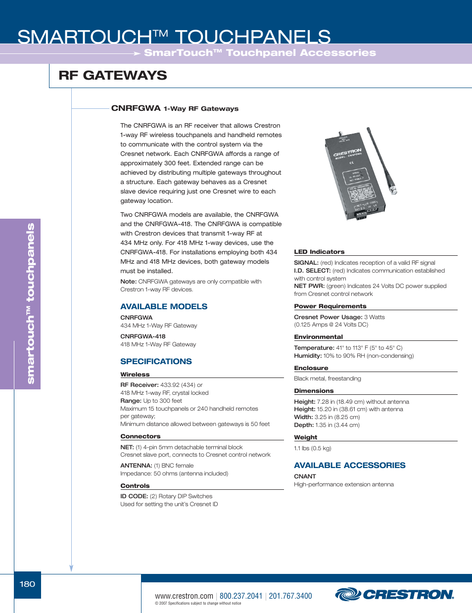 48399_180.pdf, Smartouch, Touchpanels | Rf gateways, Smar touch, Touchpanel accessories | Crestron electronic STX-1700CW User Manual | Page 28 / 36