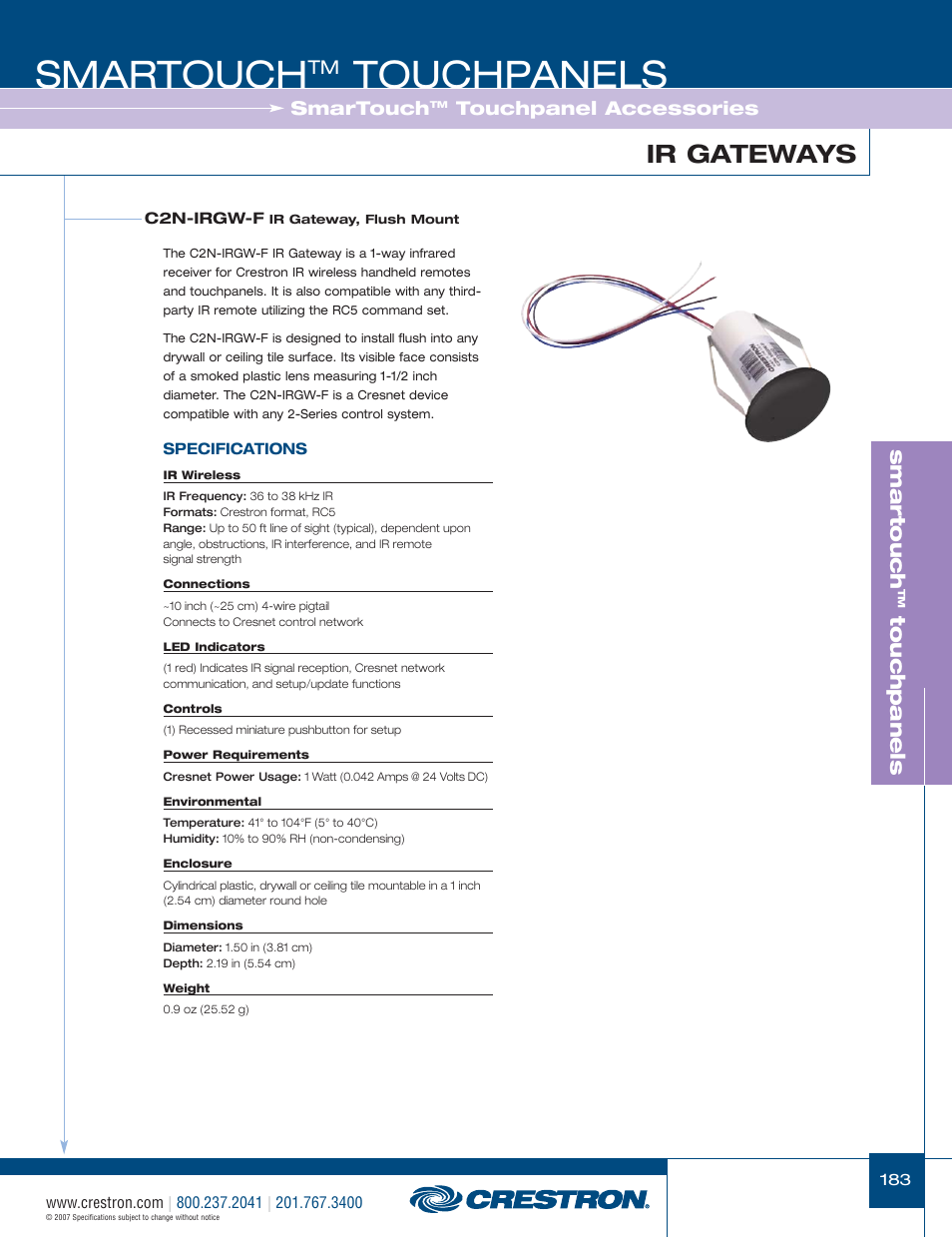 48399_183.pdf, Smartouch, Touchpanels | Ir gateways, Smar touch, Touchpanel accessories | Crestron electronic STX-1700CW User Manual | Page 31 / 36