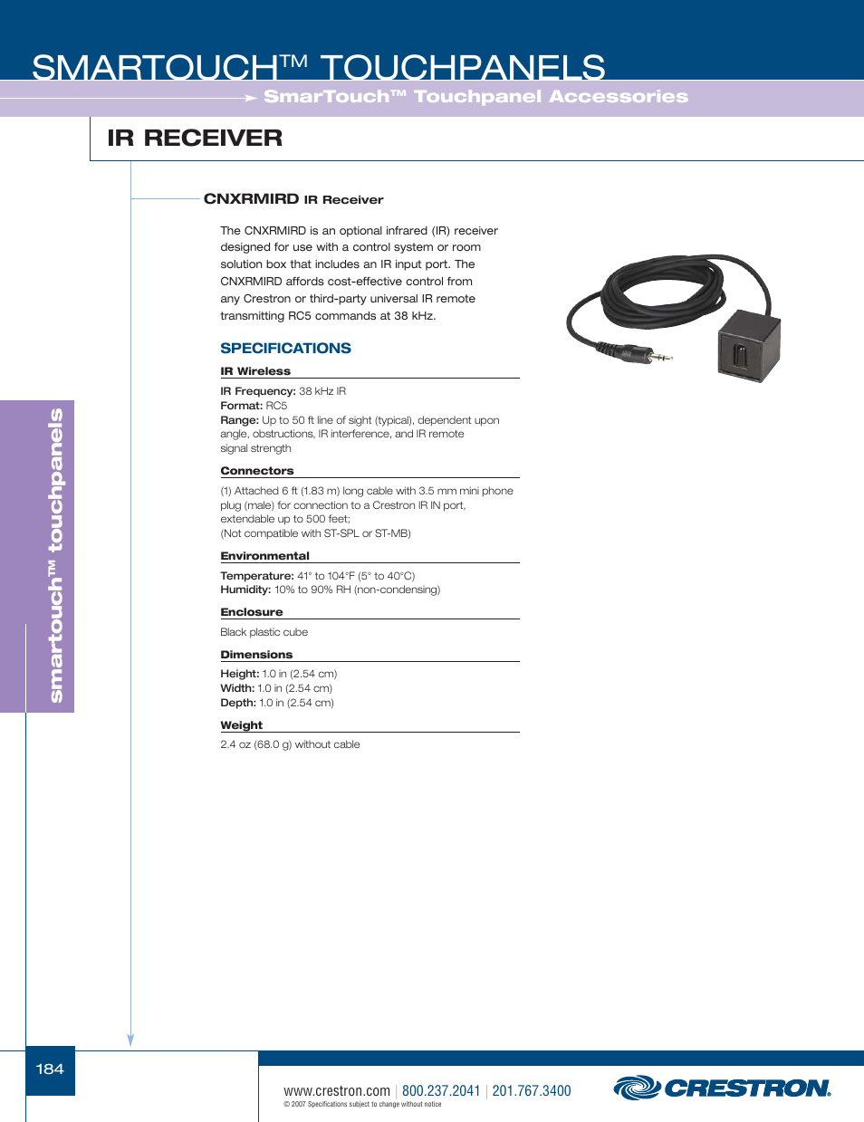 48399_184.pdf, Smartouch, Touchpanels | Ir receiver, Smar touch | Crestron electronic STX-1700CW User Manual | Page 32 / 36