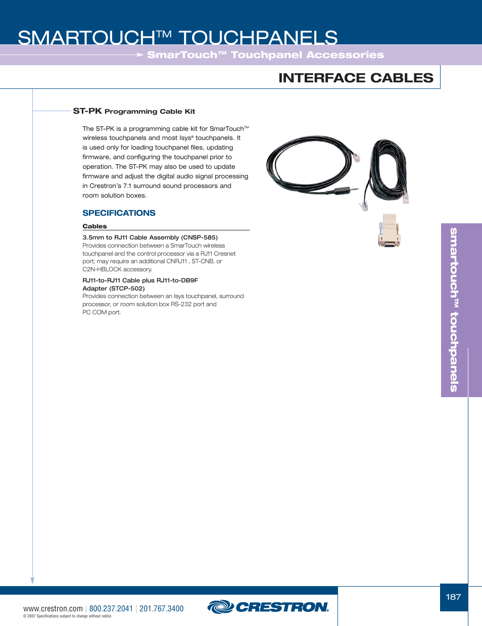 48399_187.pdf, Smartouch, Touchpanels | Interface cables, Smar touch | Crestron electronic STX-1700CW User Manual | Page 35 / 36