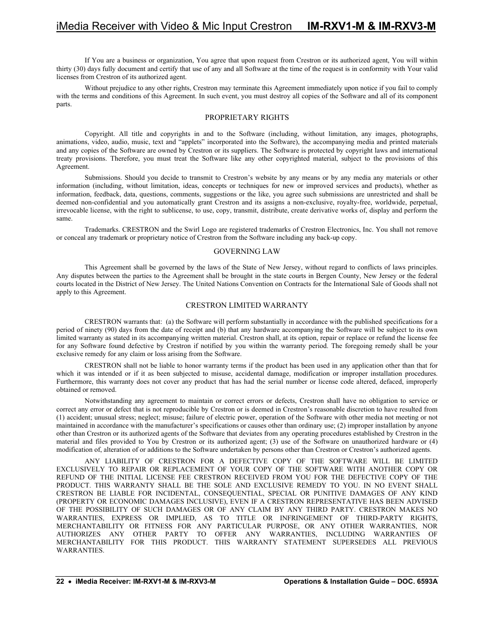 Crestron electronic IM-RXV1-M User Manual | Page 26 / 28