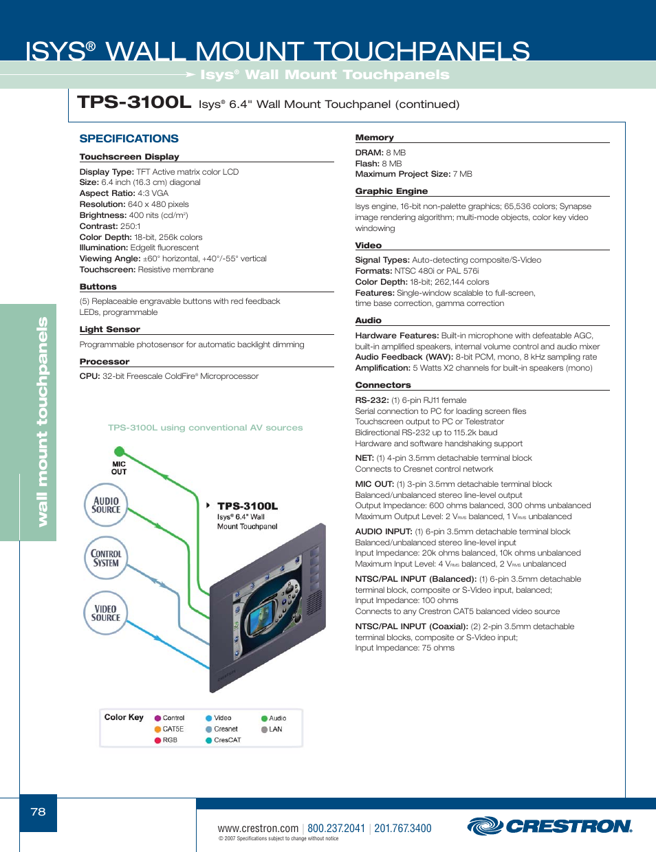 48399_078.pdf, Isys, Wall mount touchpanels | Tps-3100l, Wa ll mount touchpanels | Crestron electronic Isys TPS-3100L User Manual | Page 20 / 68