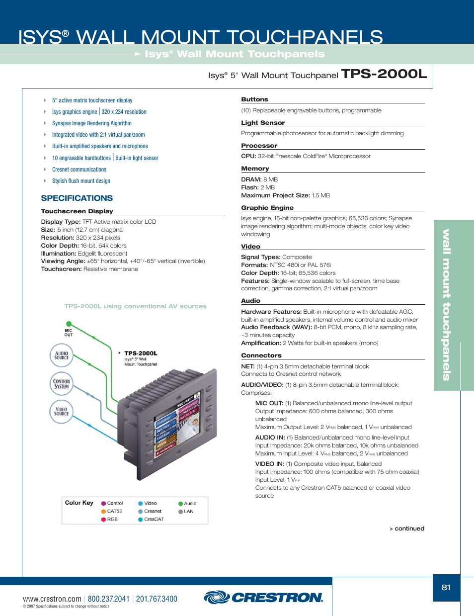 48399_081.pdf, Isys, Wall mount touchpanels | Tps-2000l, W a ll mount touchpanels | Crestron electronic Isys TPS-3100L User Manual | Page 23 / 68