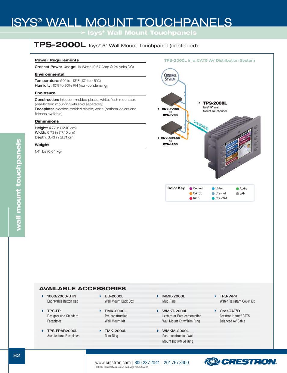 48399_082.pdf, Isys, Wall mount touchpanels | Tps-2000l, Wa ll mount touchpanels | Crestron electronic Isys TPS-3100L User Manual | Page 24 / 68