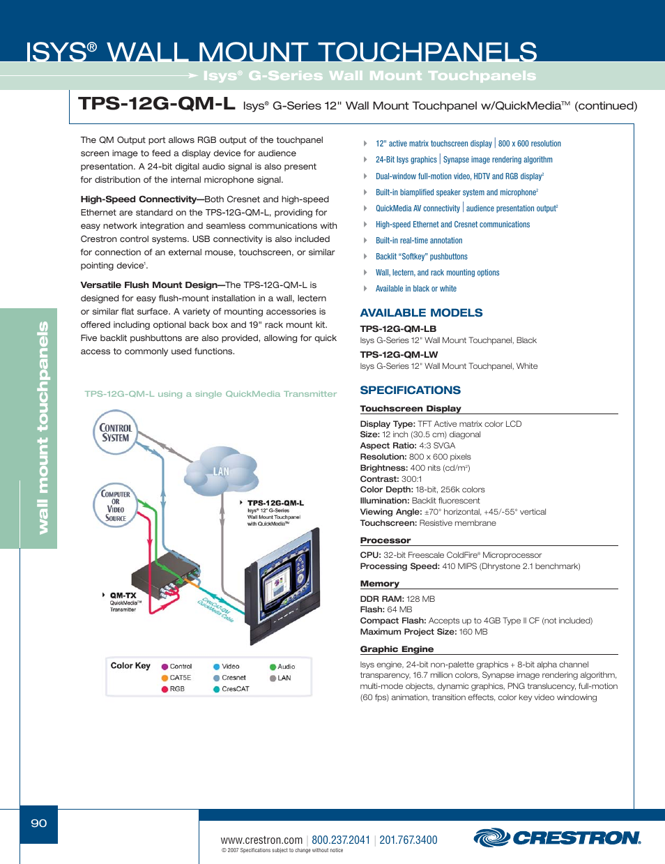 48399_090.pdf, Isys, Wall mount touchpanels | Tps-12g-qm-l, Wa ll mount touchpanels, G-series wall mount touchpanels | Crestron electronic Isys TPS-3100L User Manual | Page 32 / 68