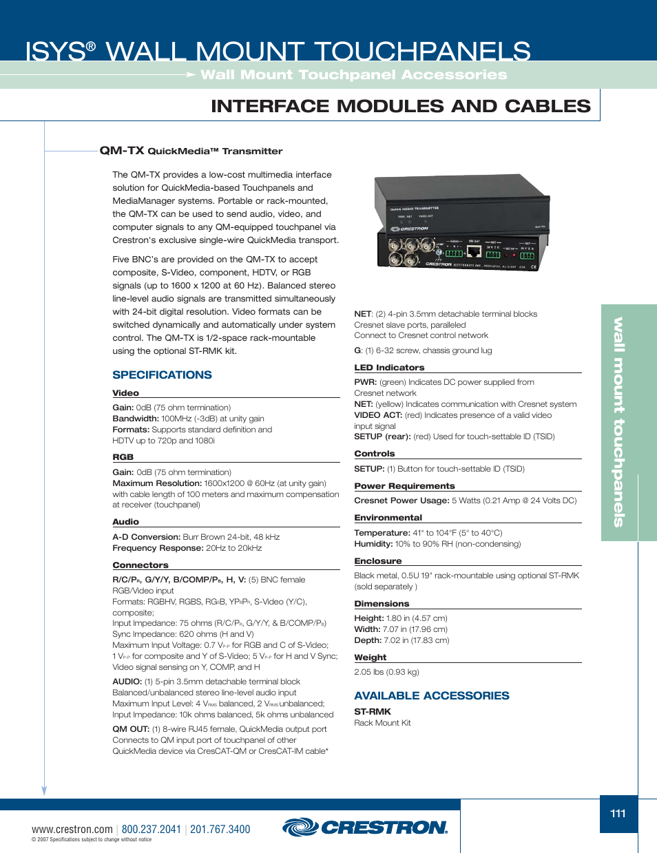 48399_111.pdf, Isys, Wall mount touchpanels | Interface modules and cables, W a ll mount touchpanels, Wall mount touchpanel accessories | Crestron electronic Isys TPS-3100L User Manual | Page 53 / 68