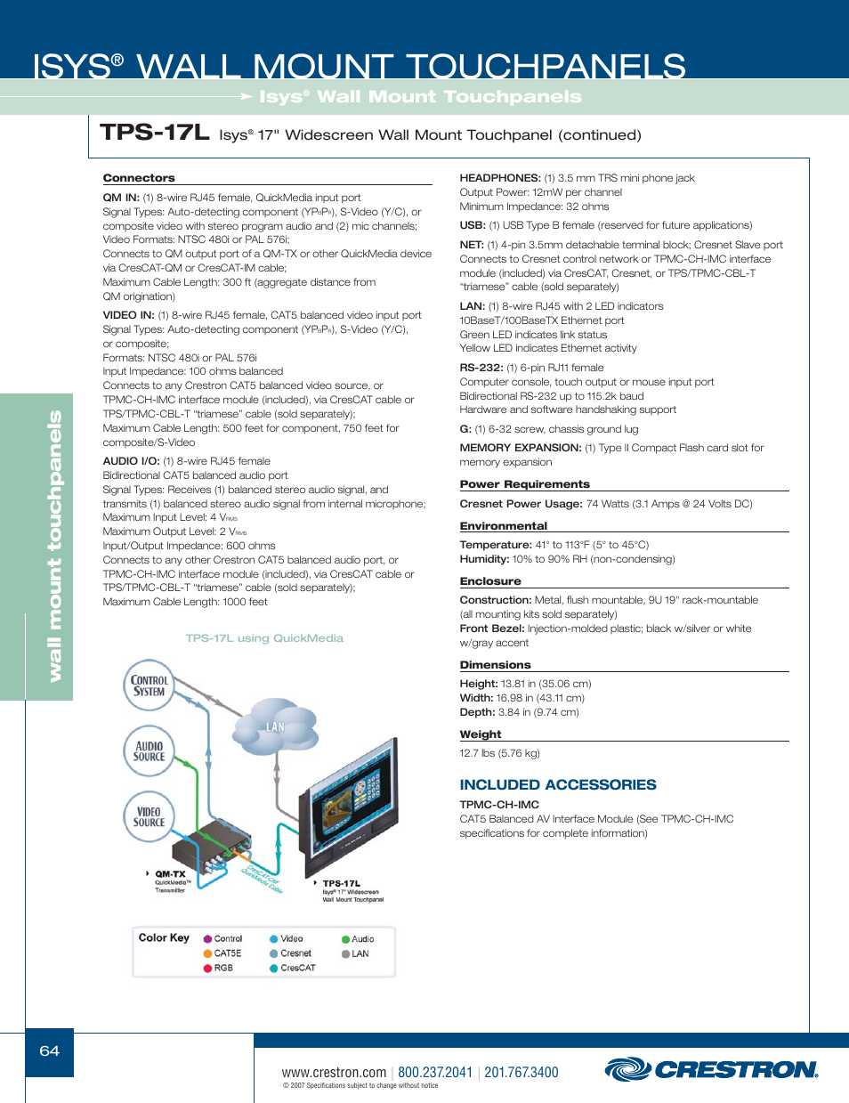 48399_064.pdf, Isys, Wall mount touchpanels | Tps-17l, Wa ll mount touchpanels | Crestron electronic Isys TPS-3100L User Manual | Page 6 / 68