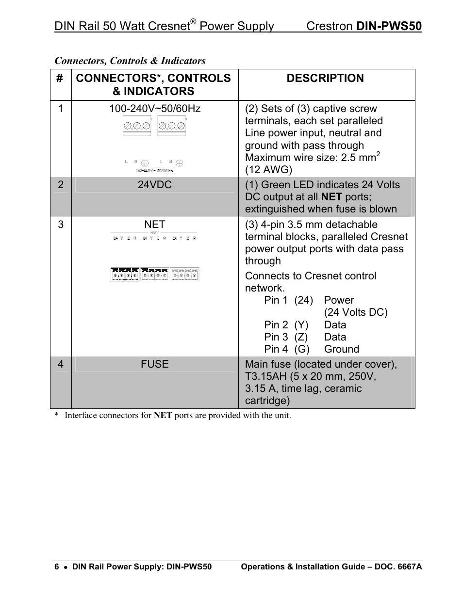 Din rail 50 watt cresnet, Power supply crestron din-pws50 | Crestron electronic DIN-PWS50 User Manual | Page 10 / 24