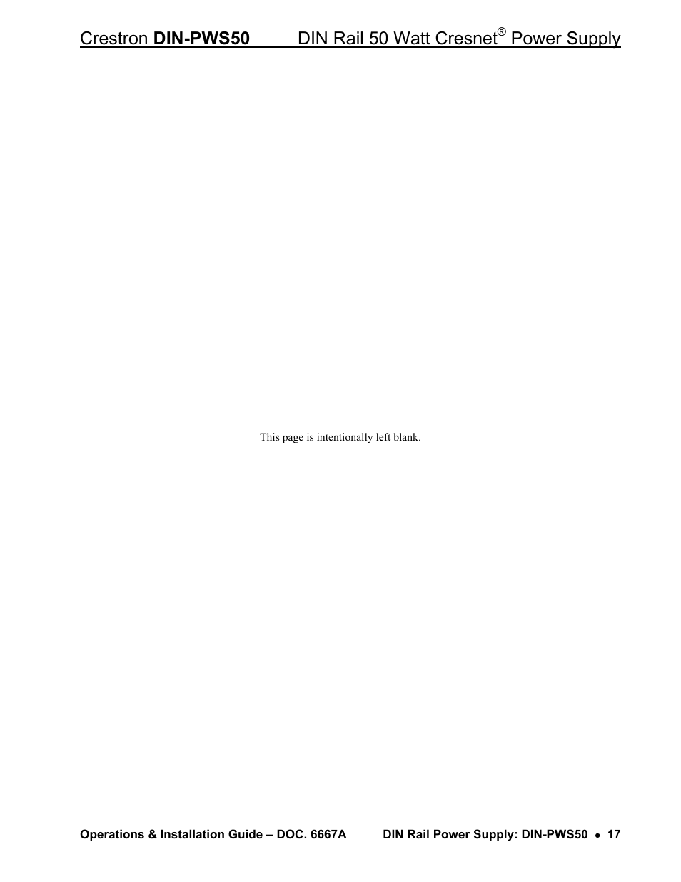 Crestron din-pws50 din rail 50 watt cresnet, Power supply | Crestron electronic DIN-PWS50 User Manual | Page 21 / 24