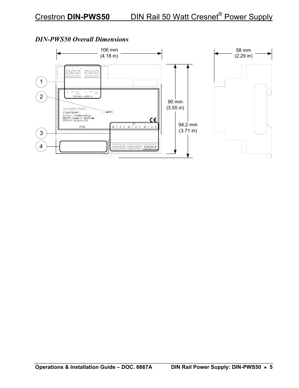 Crestron din-pws50 din rail 50 watt cresnet, Power supply | Crestron electronic DIN-PWS50 User Manual | Page 9 / 24