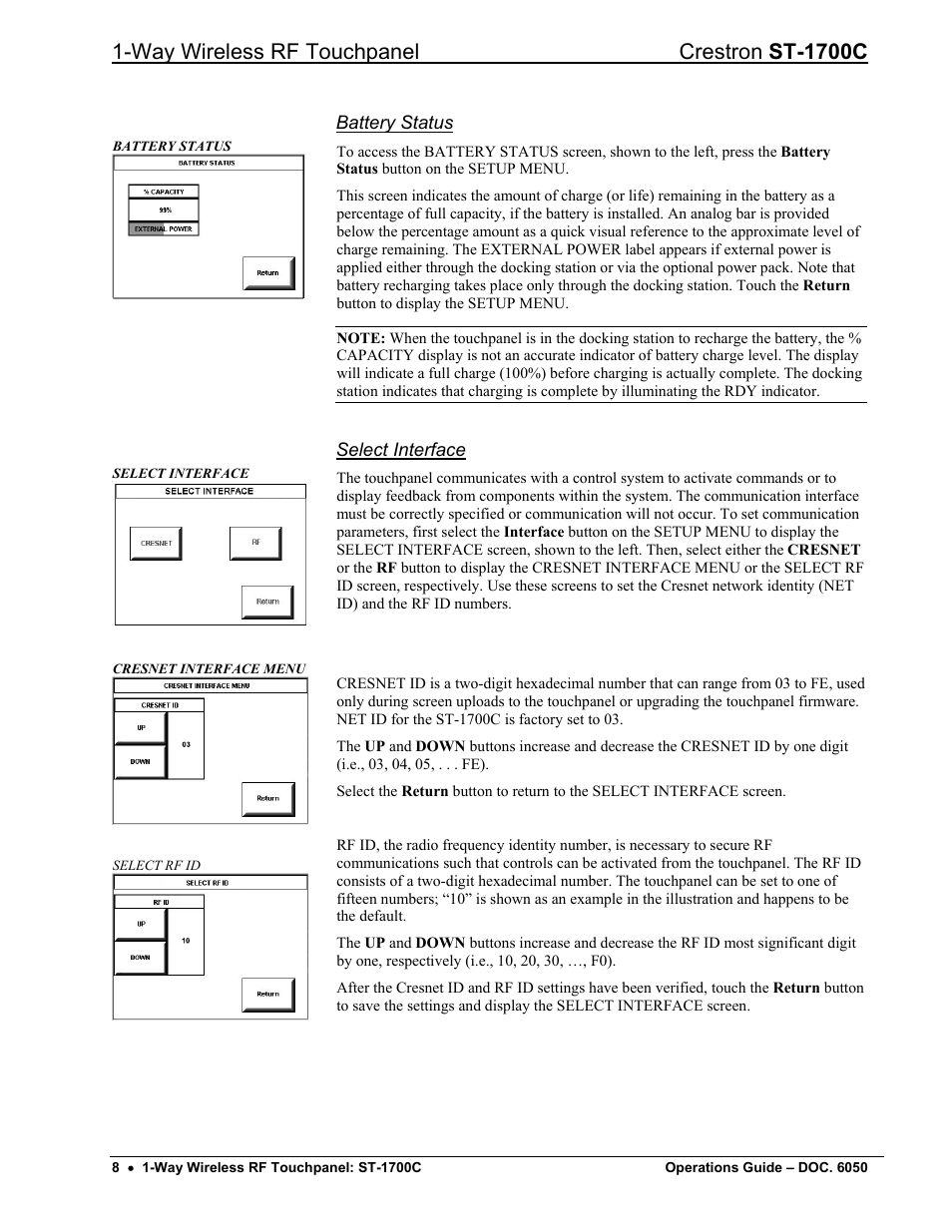 Way wireless rf touchpanel crestron st-1700c | Crestron electronic ST-1700C User Manual | Page 12 / 40