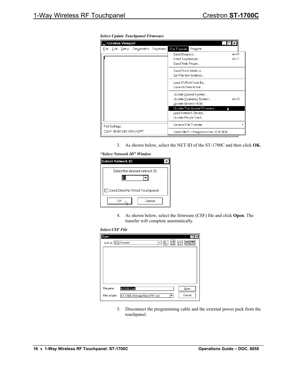Way wireless rf touchpanel crestron st-1700c | Crestron electronic ST-1700C User Manual | Page 20 / 40