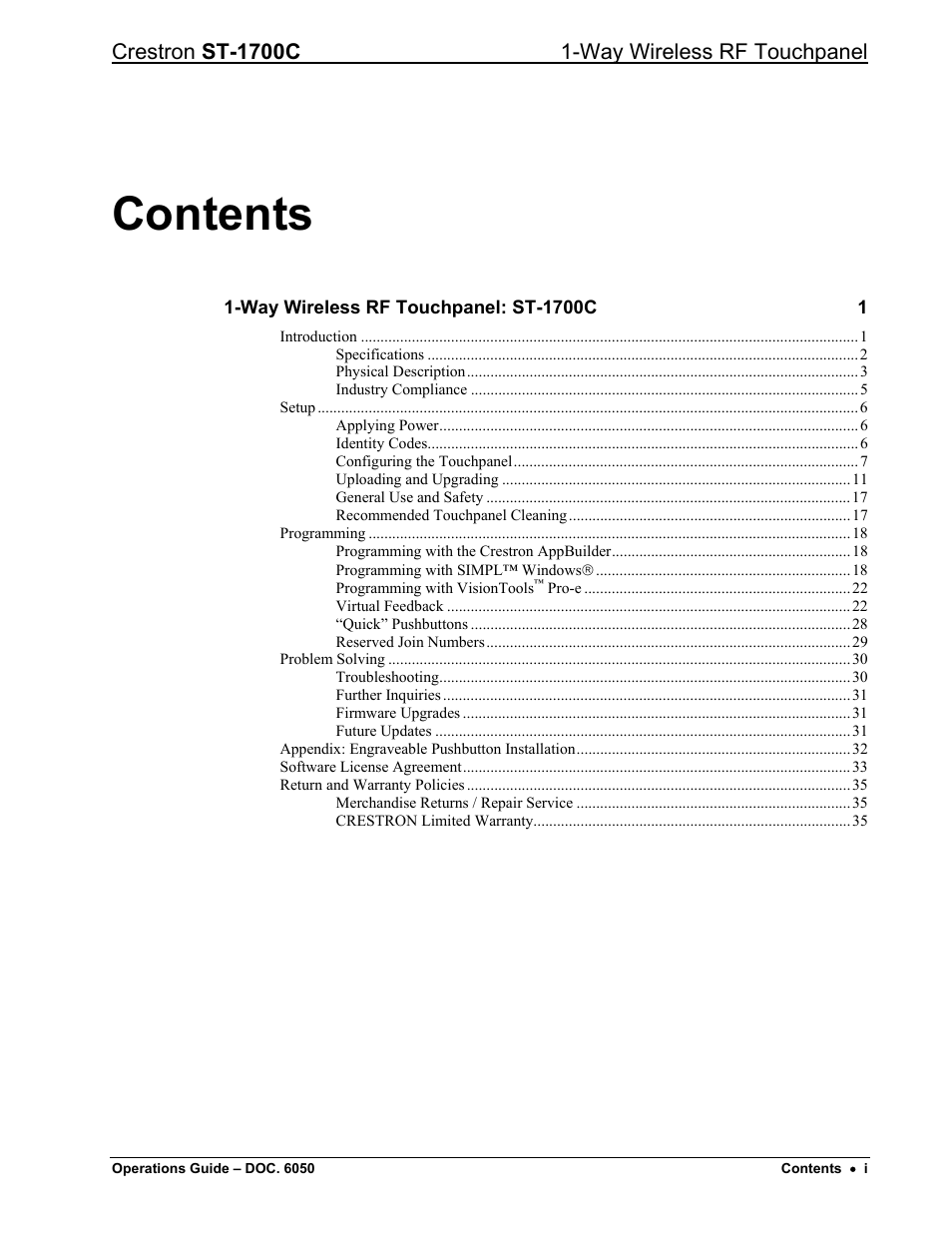 Crestron electronic ST-1700C User Manual | Page 3 / 40