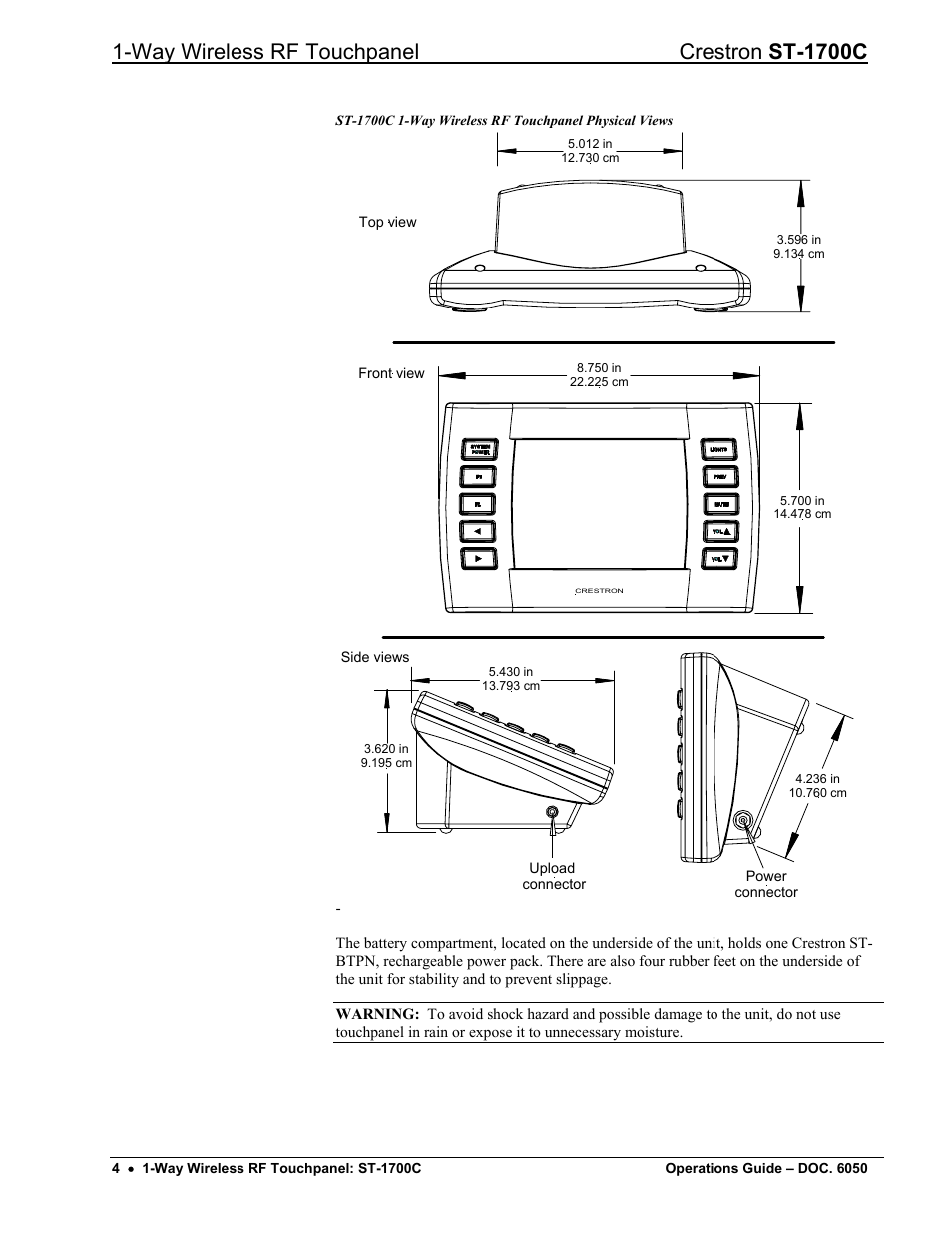 Way wireless rf touchpanel crestron st-1700c | Crestron electronic ST-1700C User Manual | Page 8 / 40