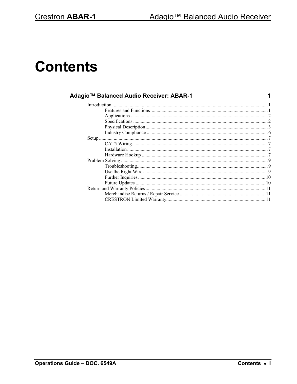 Crestron electronic ABAR-1 User Manual | Page 3 / 16