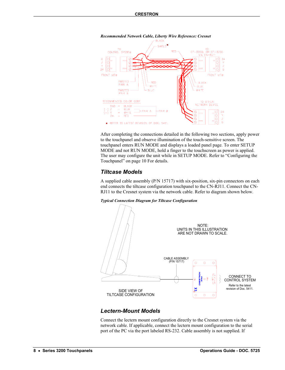 Tiltcase models, Lectern-mount models | Crestron electronic 3200 User Manual | Page 12 / 32