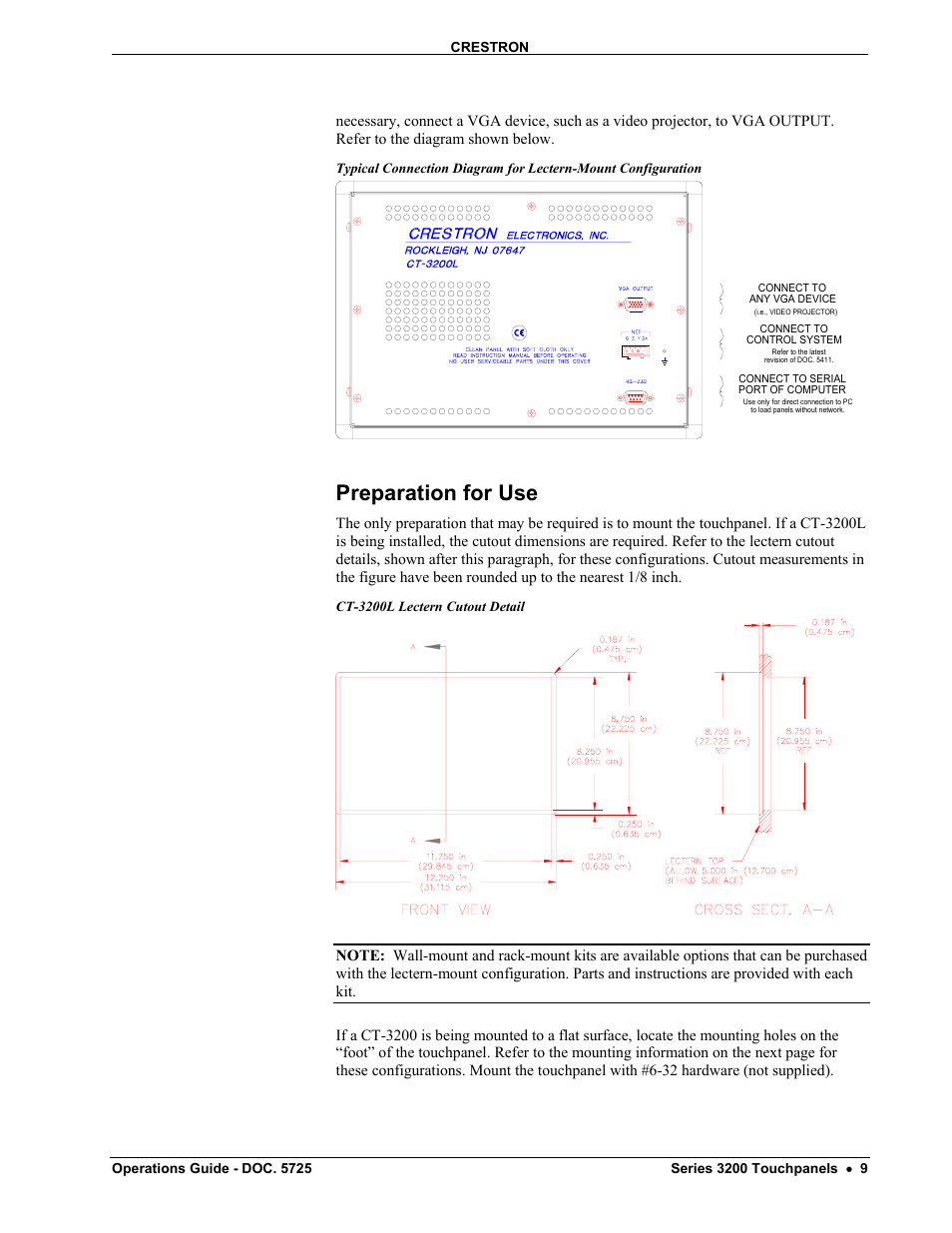 Preparation for use | Crestron electronic 3200 User Manual | Page 13 / 32