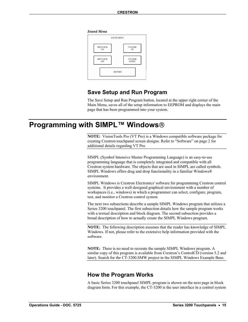 Save setup and run program, Programming with simpl™ windows, How the program works | Crestron electronic 3200 User Manual | Page 19 / 32