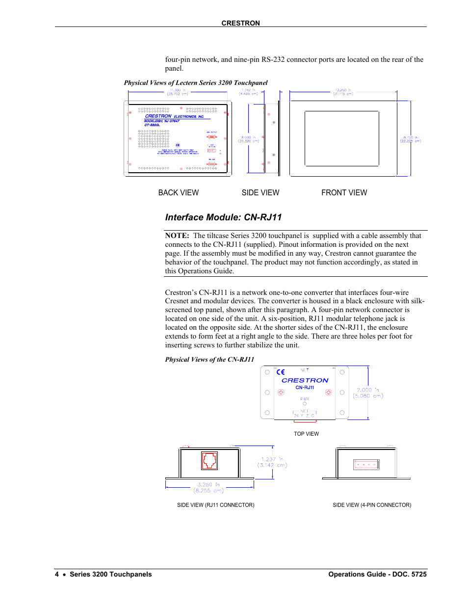 Interface module: cn-rj11 | Crestron electronic 3200 User Manual | Page 8 / 32