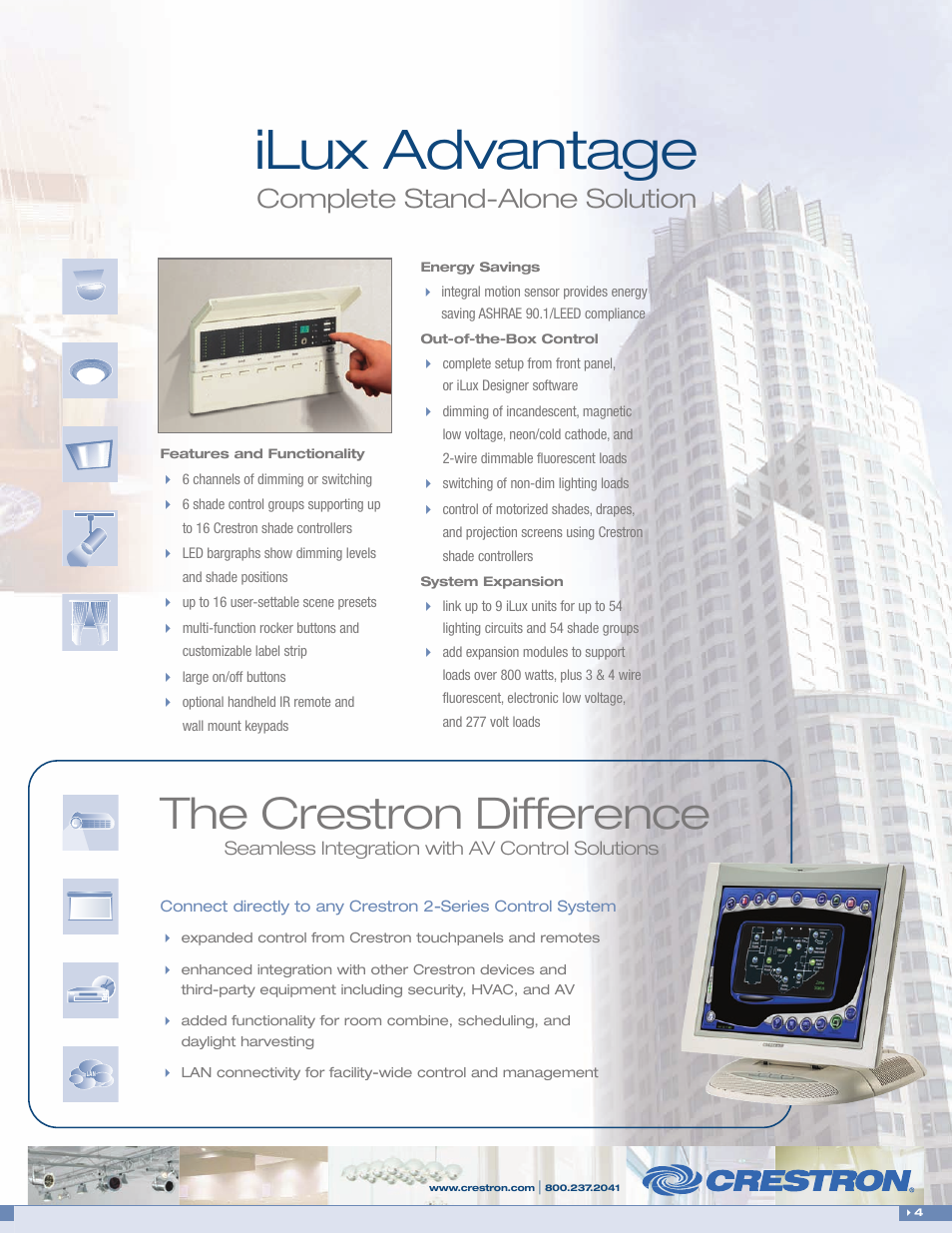 Ilux advantage, The crestron difference, Complete stand-alone solution | Crestron electronic CLS-C6 User Manual | Page 3 / 14
