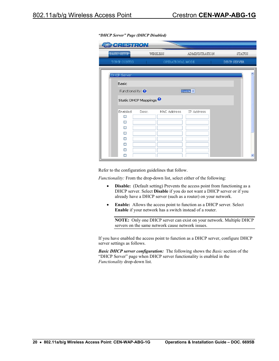 Crestron electronic One-Gang 802.11a/b/g Wireless Access Point CEN-WAP-ABG-1G User Manual | Page 24 / 56