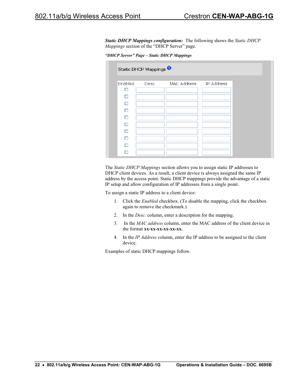 Crestron electronic One-Gang 802.11a/b/g Wireless Access Point CEN-WAP-ABG-1G User Manual | Page 26 / 56