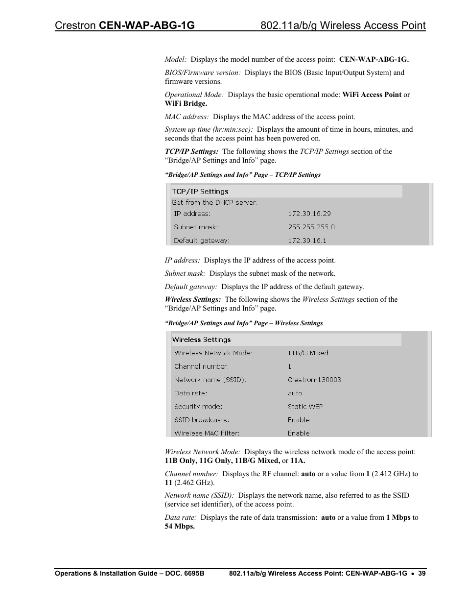 Crestron electronic One-Gang 802.11a/b/g Wireless Access Point CEN-WAP-ABG-1G User Manual | Page 43 / 56