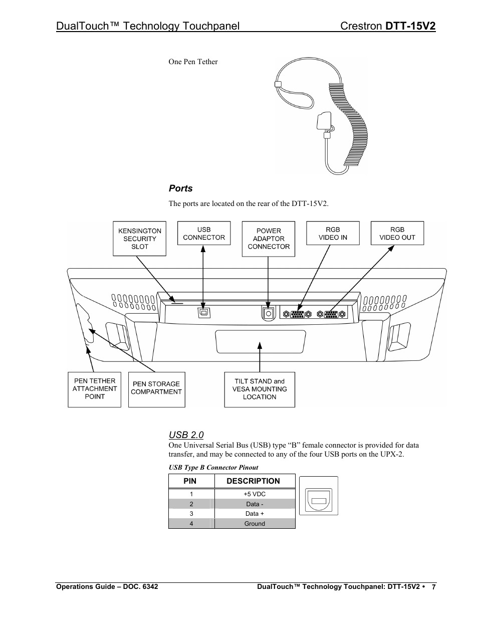 Ports, Dualtouch™ technology touchpanel crestron dtt-15v2 | Crestron electronic DTT-15V2 User Manual | Page 11 / 24