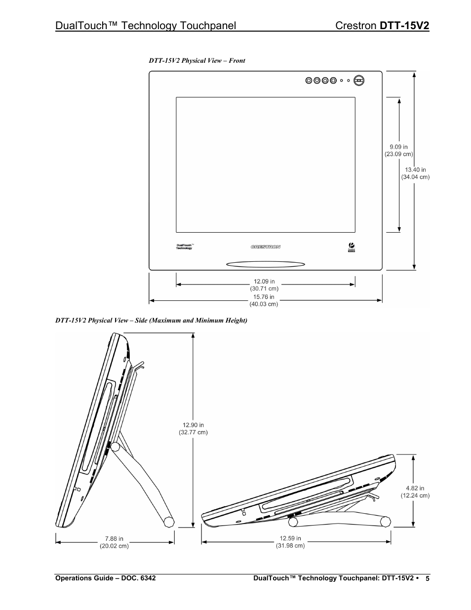 Dualtouch™ technology touchpanel crestron dtt-15v2 | Crestron electronic DTT-15V2 User Manual | Page 9 / 24