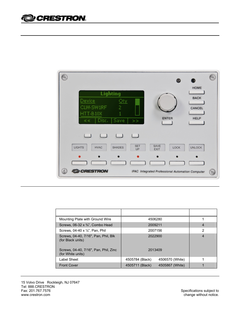 Crestron electronic IPAC User Manual | 12 pages