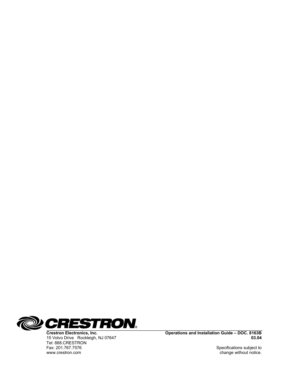 Crestron electronic CHV-TSTAT User Manual | Page 48 / 48