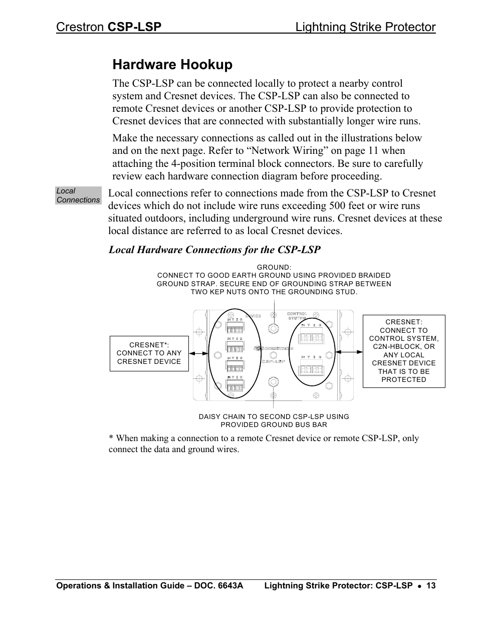 Hardware hookup, Crestron csp-lsp lightning strike protector | Crestron electronic CSP-LSP User Manual | Page 17 / 24