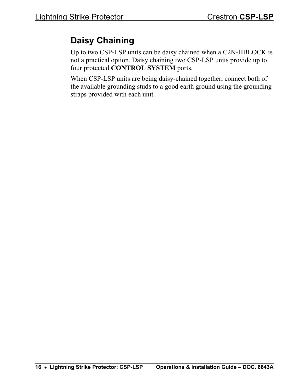 Daisy chaining | Crestron electronic CSP-LSP User Manual | Page 20 / 24