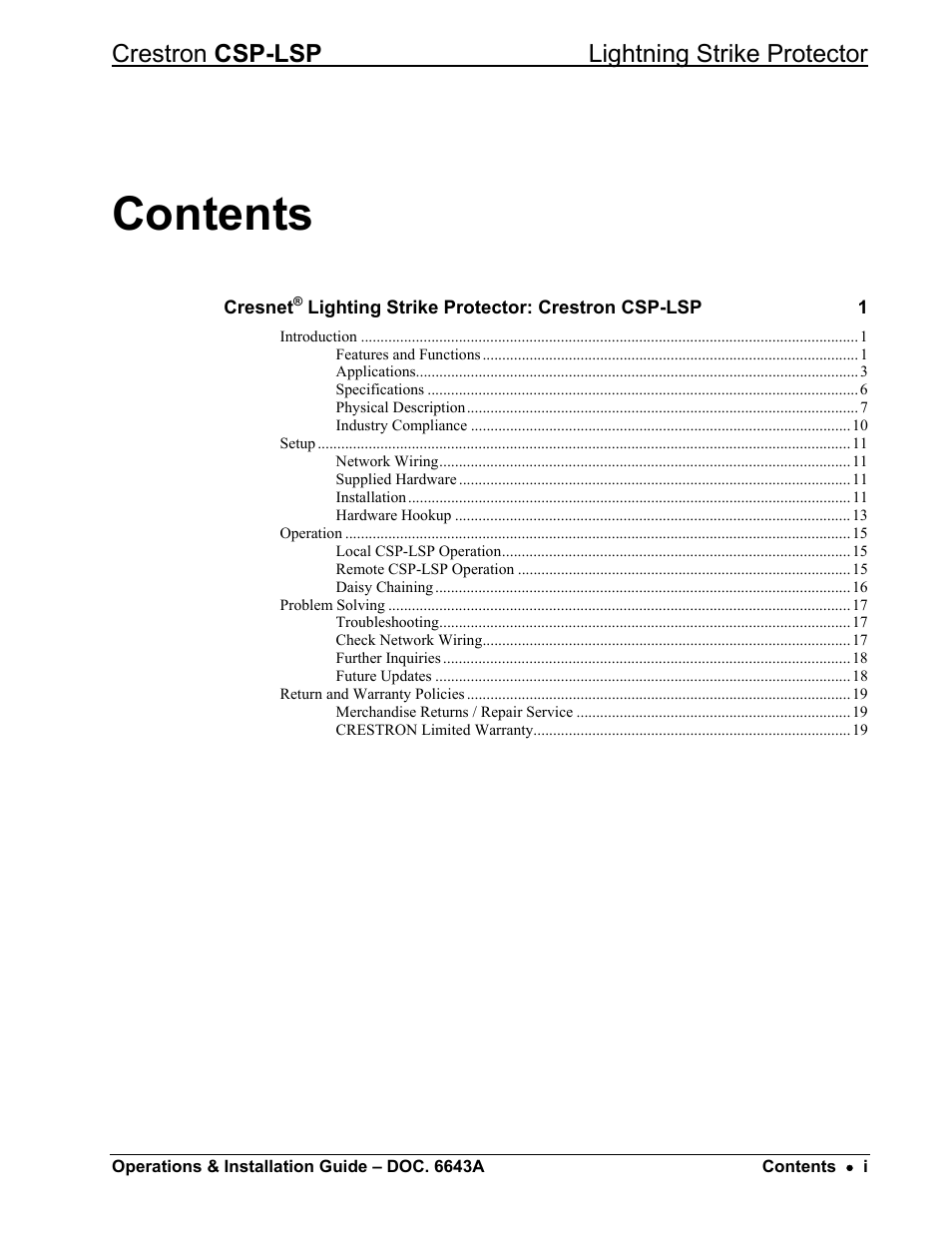 Crestron electronic CSP-LSP User Manual | Page 3 / 24