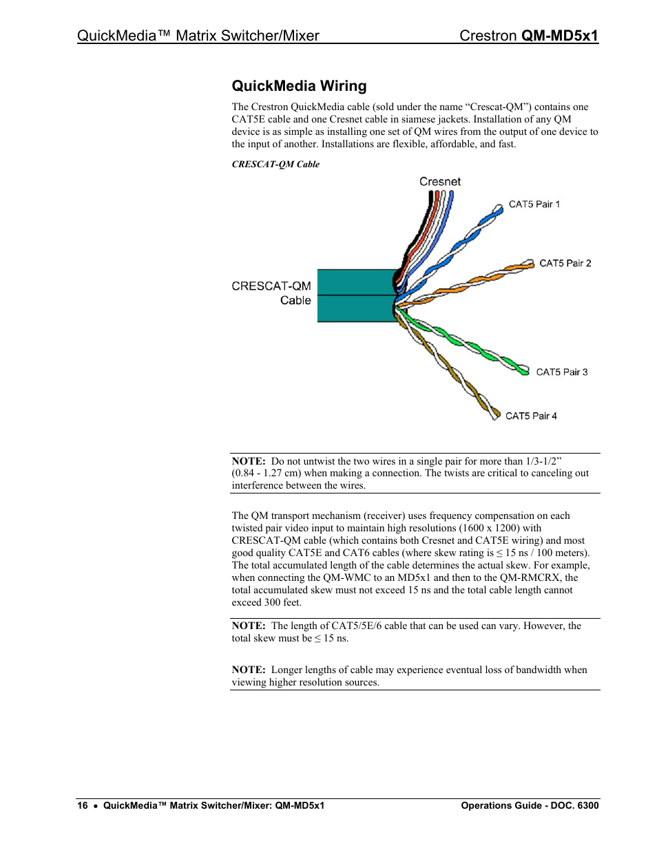 Quickmedia wiring, Ge 16 an, Quickmedia wiring” o | Crestron electronic QM-MD5x1 User Manual | Page 20 / 72