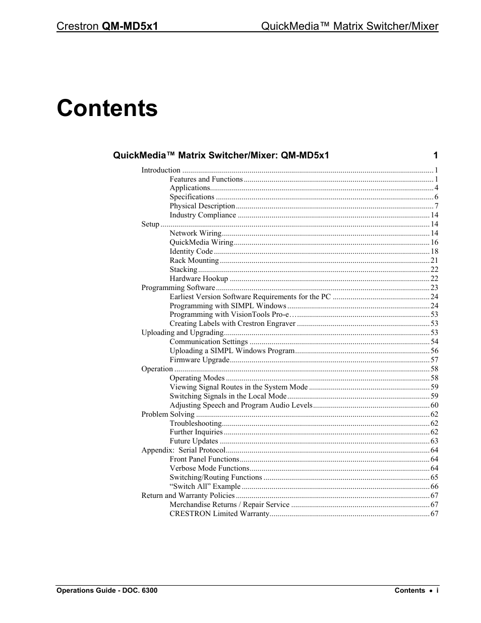 Crestron electronic QM-MD5x1 User Manual | Page 3 / 72