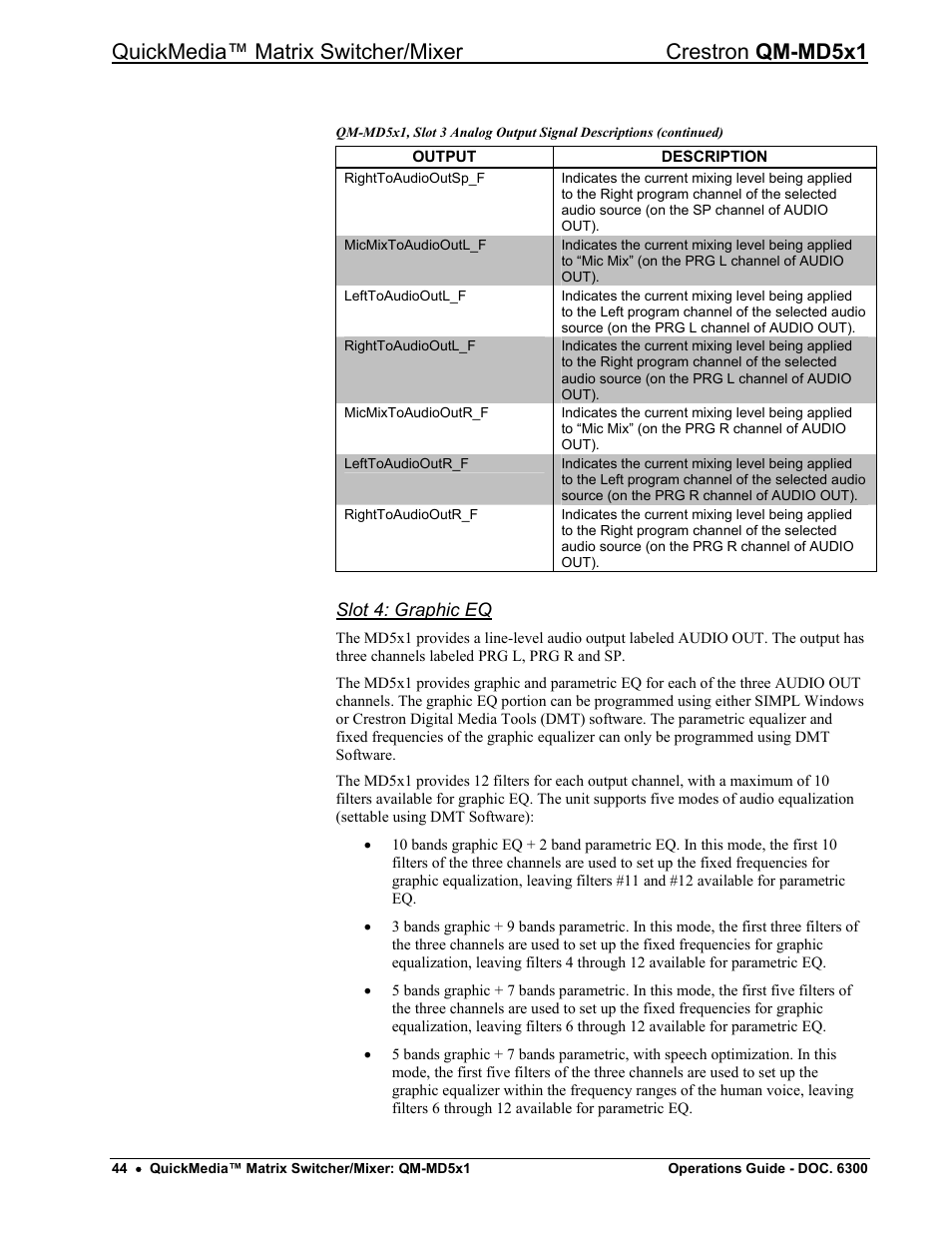 Slot 4: graphic eq | Crestron electronic QM-MD5x1 User Manual | Page 48 / 72