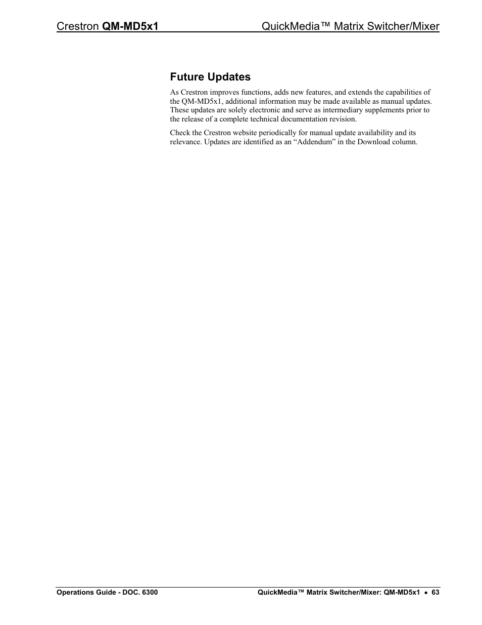 Future updates | Crestron electronic QM-MD5x1 User Manual | Page 67 / 72