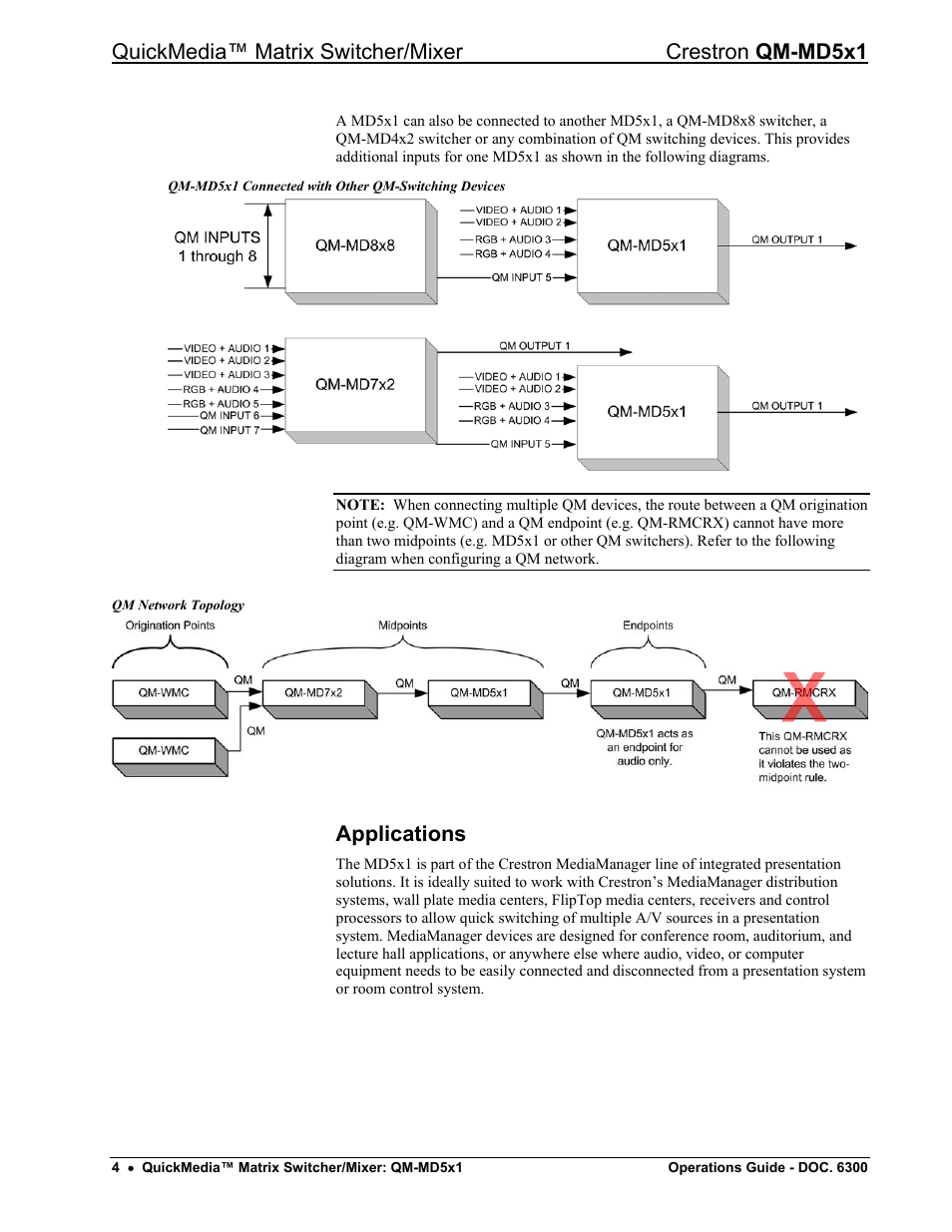 Applications | Crestron electronic QM-MD5x1 User Manual | Page 8 / 72