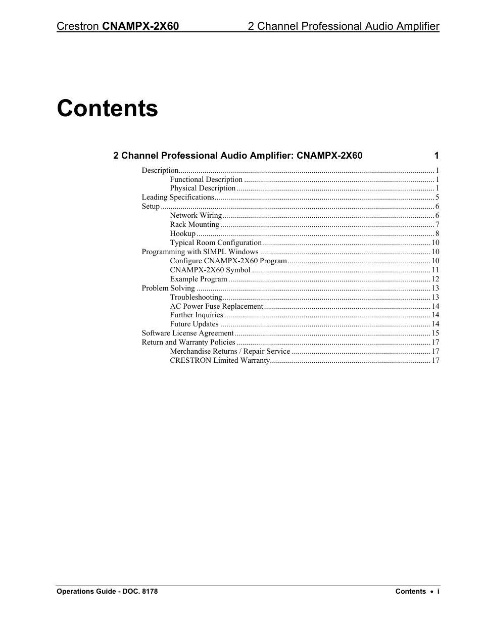 Crestron electronic CNAMPX-2X60 User Manual | Page 3 / 24